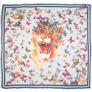 Alexander McQueen Lion Butterfly Scarf RARE